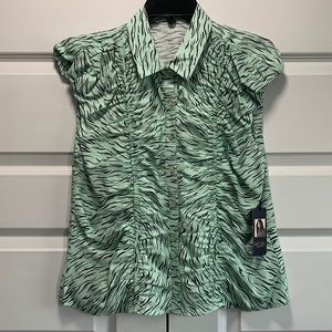 Brand new with tags printed animal ruching cap sleeves shirt